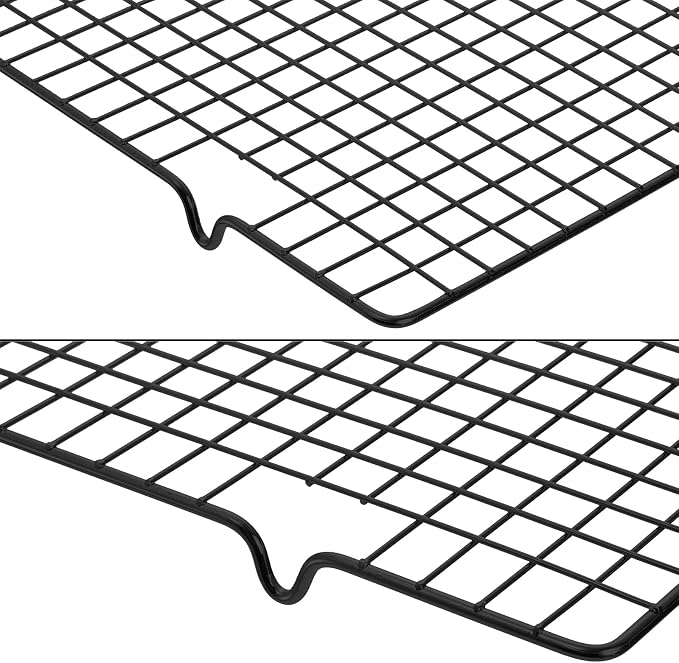 Tebery 2 Pack Black Heavy Duty Wire Cooking Rack Baking Racks, 16" x 10" Nonstick Baking & Cooling Grid for Roasting, Cooking, Grilling, Drying
