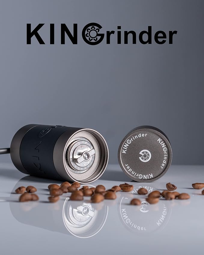 【Gray】KINGrinder K1 Manual Coffee Grinder Straight Handle Stainless Burr | Supports grind settings for various brewing methods such as pour-over and espresso