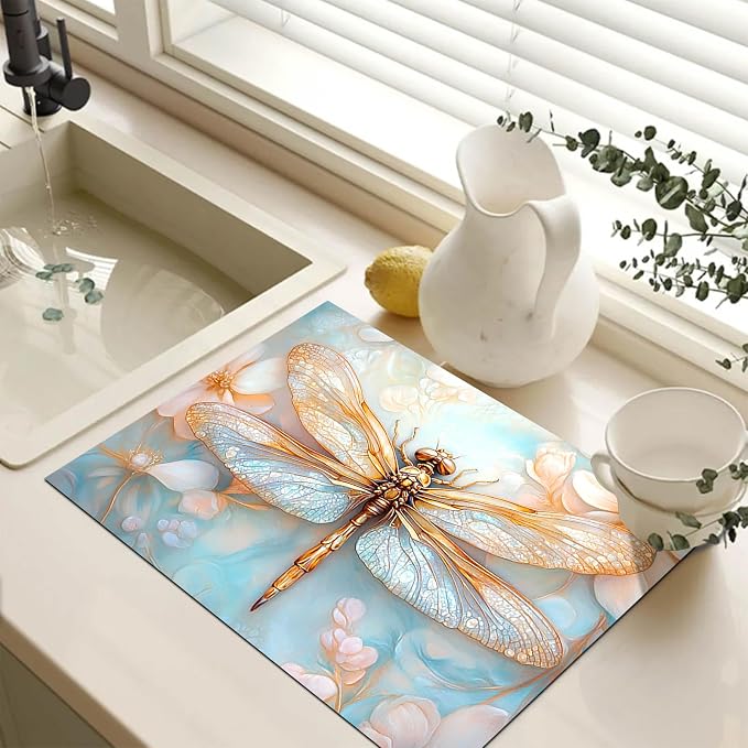 HOMETITUTE Dragonfly Stove Top Cover 28x20 Diatomite Heat Resistant Mat