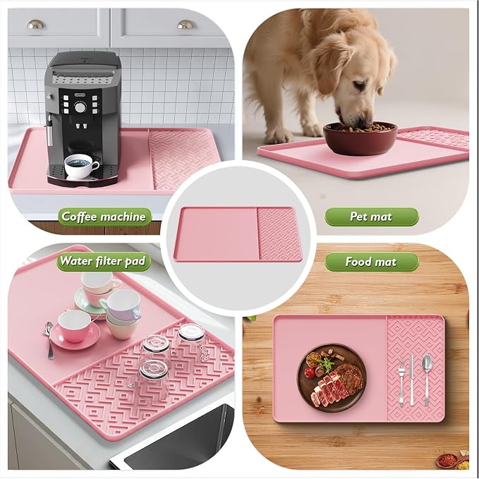Silicone Coffee Mat with Raised Edges 19" x 12" – Waterproof Countertop Mat, Coffee Maker Pad, Espresso Machine Mat, Heat Resistant Dish Drying Mat