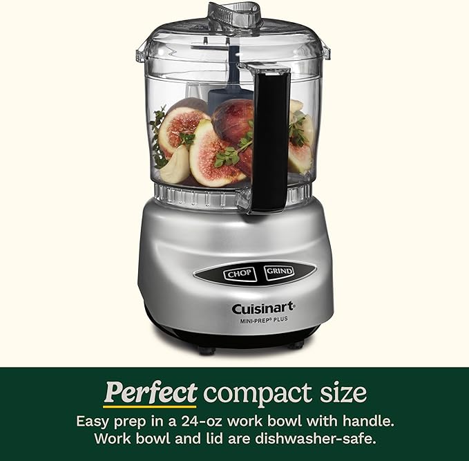 Cuisinart Mini-Prep Plus Food Processor, 3 Cup Mini Food Processor to Chop Herbs, Vegetables, and Hard Cheese, 3 Cup Work Bowl, Reversible Stainless Steel Blade, DLC-2A, White