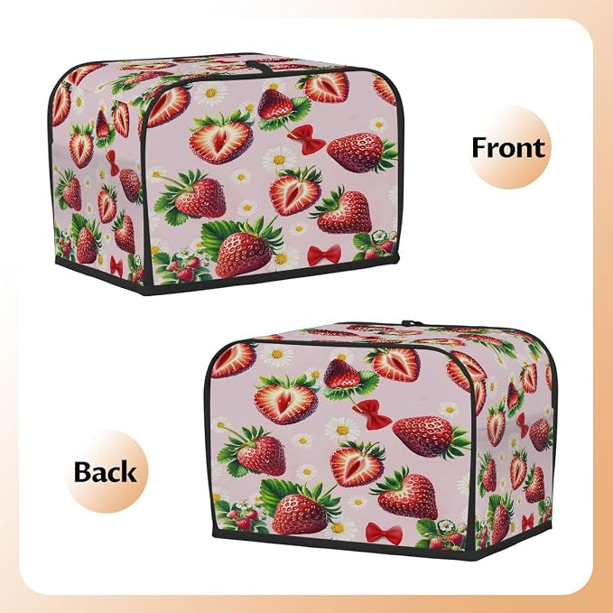 2 Slice Toaster Cover Strawberry Pink Daisy Toaster Covers Two Slice Wide Slot Waterproof and Dustproof Covers for Wide Slot Toasters and Small Appliances Kitchen Decor Gifts
