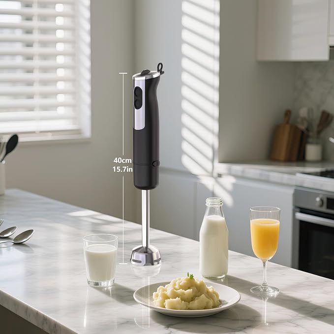 Immersion Blender, Corded Electric Stick Mixer, 1000W Motor, 12 Adjustable Speeds, Comes with a Measuring Cup, Suitable for Baby Food, Purees, and Soups
