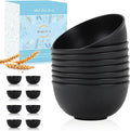 Wheat Straw Bowls Set of 8, Black Plastic Bowls Reusable 26 OZ | Microwave and Dishwasher Safe Bowls for Kitchen, Non Toxic Unbreakable Bowls for Cereal, Oatmeal, Snack, Dinner and Soup