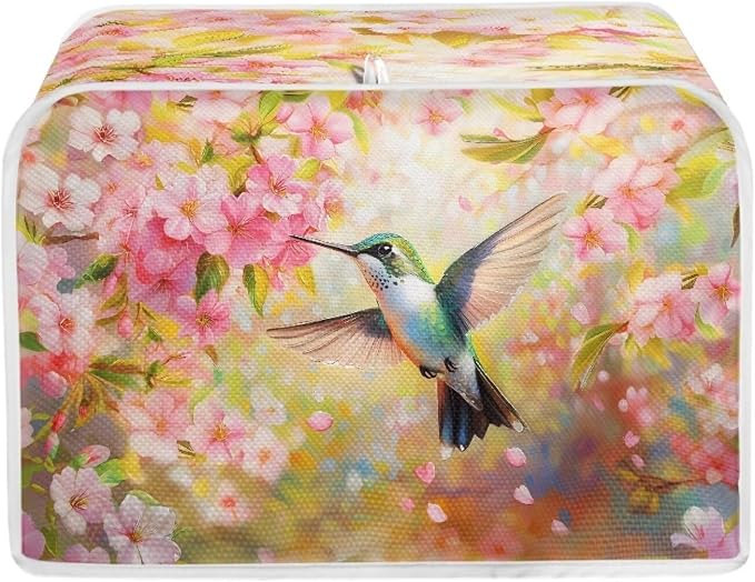 Toaster Cover 2 Slice Bread Toaster Oven Dustproof Cover, Waterproof Kitchen Small Appliance Cover Table Home Kitchen Decor, Birds Cherry Blossom Print