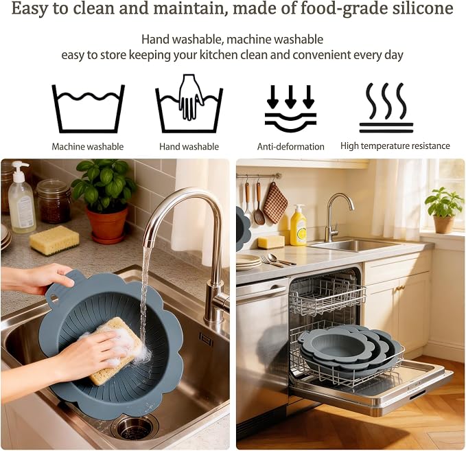 3PCS Silicone Pan Protectors(8"10"12") & 3 Felt Pot Separators for Stacking | Pot Protectors for Stacking,Thicker and Heat-Resistant,Avoid Scratching Cookware Protectors,Dishwasher Safe