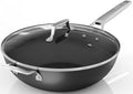 MsMk 12.5 Inch Nonstick Frying pan with Lid, Woks & Stir Fry Pans Skillet | Non Toxic, Even Heating, Easy Clean, Dishwasher & Oven Safe, suitable for gas & electric & induction stoves, Stainless Steel