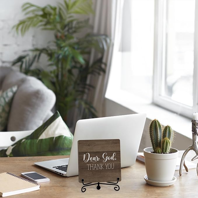 Modern Farmhouse Decor, Home Decor For Living Room, Boho Chic Aesthetic Shelf Decorations, Christian Rutsic Dear God Sign, Farm House Entryway Tv Stand Fireplace Coffee Table Decoration (07)