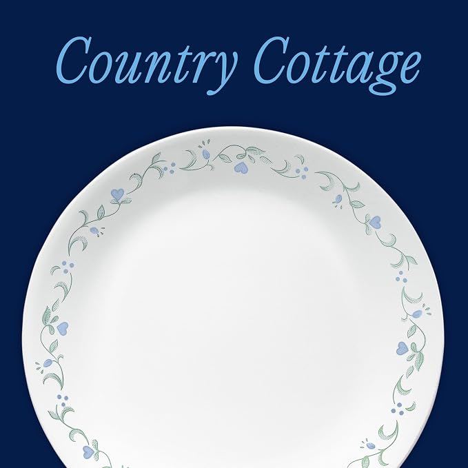 Corelle Vitrelle 6.75" Salad Appetizer Plate Set, Triple Layer Glass and Chip Resistant, Lightweight Round Plates, 6-Piece Country Cottage