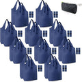 BeeGreen 20 Pack Navy Blue Reusable Grocery Bags with Storage Pouch Wholesale Reusable Shopping Bags Bulk w Elastic Band 50LBS X-Large Foldable Tote Bags Machine Washable-Heavy Duty Cloth Bags