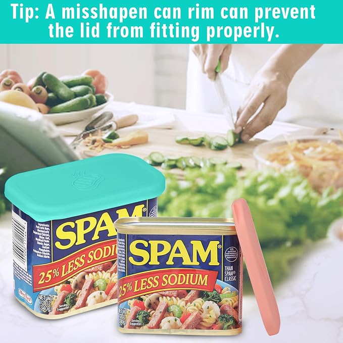 Silicone Can Lids for SPAM Canned Meat 12 oz, LFGB Platinum Silicone Can Covers for Food Storage, Freezer Dishwasher Safe, Set of 2