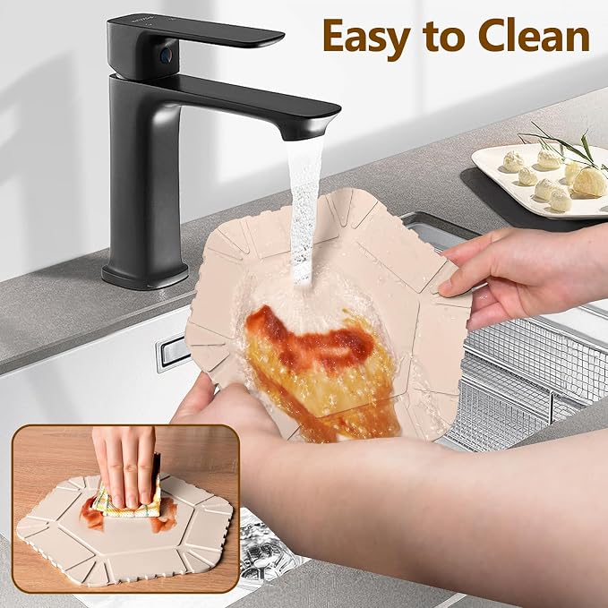 Magnetic Silicone Trivet Mat - Heat Resistant Hot Pad for Hot Dishes, Pots & Pans, Non-Slip Table & Countertop Protector (Beige, Hexagon)