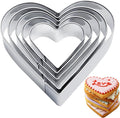 5 Pcs Heart Cookie Cutter,Heart Shaped Cookie Cutters for Baking | Stainless Steel Biscuit Cutters for Valentine's Day Birthday, Wedding,Holiday,Party