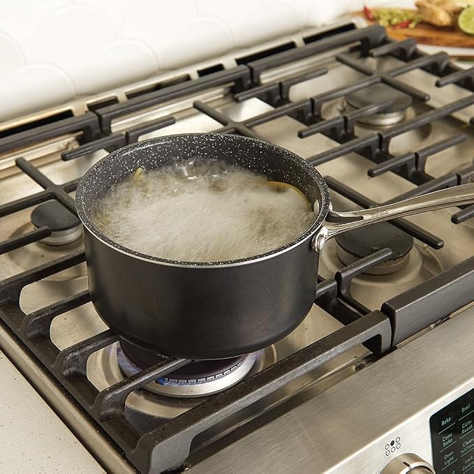 Nordic Ware Basalt Formed Aluminum Sauce Pan, 3 Quart, Ceramic Coating