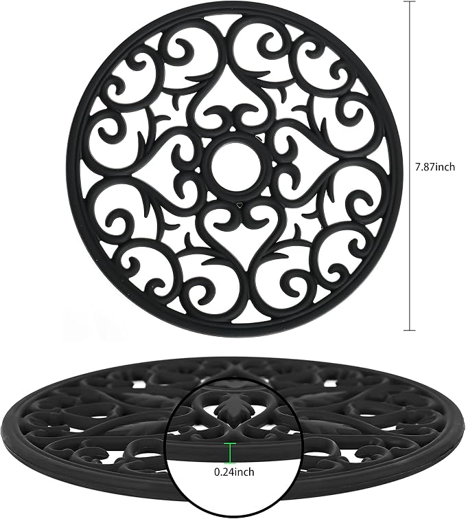 Smitchraft Silicone Trivets for Hot Dishes, Pots & Pans, Hot Pads for Kitchen Quartz Countertops, Silicone Pot Holders Mat, Multi-use Carved Heat Resistant Mat for Counter & Table, Set 3 Pink