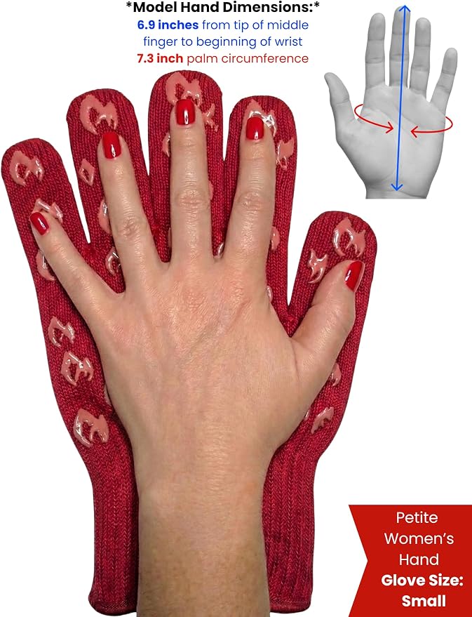 Grill Armor Oven Gloves with Fingers – 932°F Heat, Fire & Cut Resistant Mitts for BBQ, Grill, Cooking, Grilling, Baking, Smoker & Fire Pit