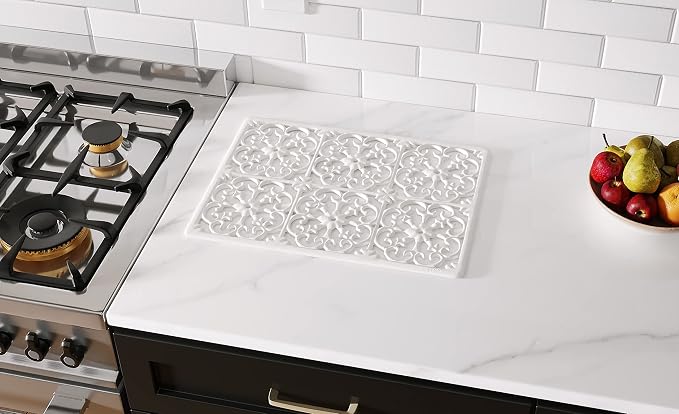 GASARÉ, Extra Large, Thick, Silicone Trivet for Hot Dishes, Pots, and Pans, Heat Resistant Mat for Countertop, Hot Pad for Kitchen, Easy to Clean, 16 x 12 x 3/8 Inches, White