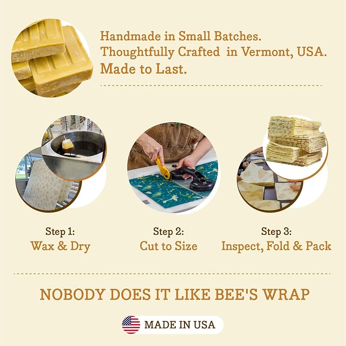 Bee's Wrap Beeswax Food Wraps, 2 Medium & Sandwich Pack - Botanical | Organic Beeswax Wraps - Plastic Free - Reusable Food Storage - Lunches & Leftovers - Made in USA