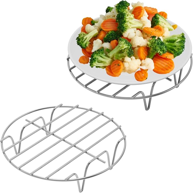 Instant Pot Steamer Rack - Stainless Steel Instant Pot Accessories, 2 Pack Steam Rack for 6, 8 Qt Pressure Cooker, Cooking Cooling Steaming Baking Rack 7.7''