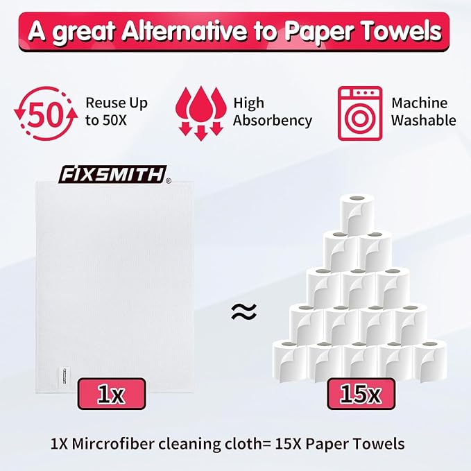 White Microfiber Cleaning Cloth -Pack of 24, Highly Absorbent Cleaning Rags, 16"X12" All Purpose Cleaning Towels for Housekeeping, Kitchen, Car, Lint Free and Reusable Microfiber Towels