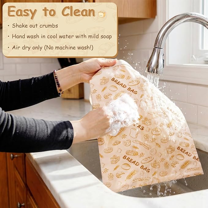 2 Pack Beeswax Bread Bags for Sourdough, Reusable Organic Linen Beeswax Bread Bag for Homemade Sourdough 17 x 13 Inches Food Storage Cloth Bag BPA-Free, Ideal for Sourdough & Artisan Breads