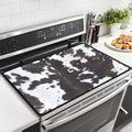 Cow Print Stove Top Covers for Electric Stove Animal fur Black Brown White Classic Glass Top Gas Stove Pad Heat Resistant Range Cooktop Mat for Kitchen 28"x20"