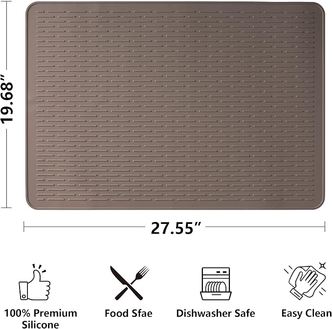 Stove Top Cover for Electric Stove- Range Covers for Electric Stove,Silicone XXL Dish Drying Mat, Glass Cooktop Covers, Flat RV Range top Mats (Coffee, 28"x20")