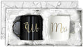 Cheardia 12 oz / 360 ml Mr. and Mrs. Mug, Ceramic Coffee Couple Mug Set | His and Hers Mugs for Bride and Groom, Anniversary, Valentines, Bridal Shower, Engagement Gifts, Black & White