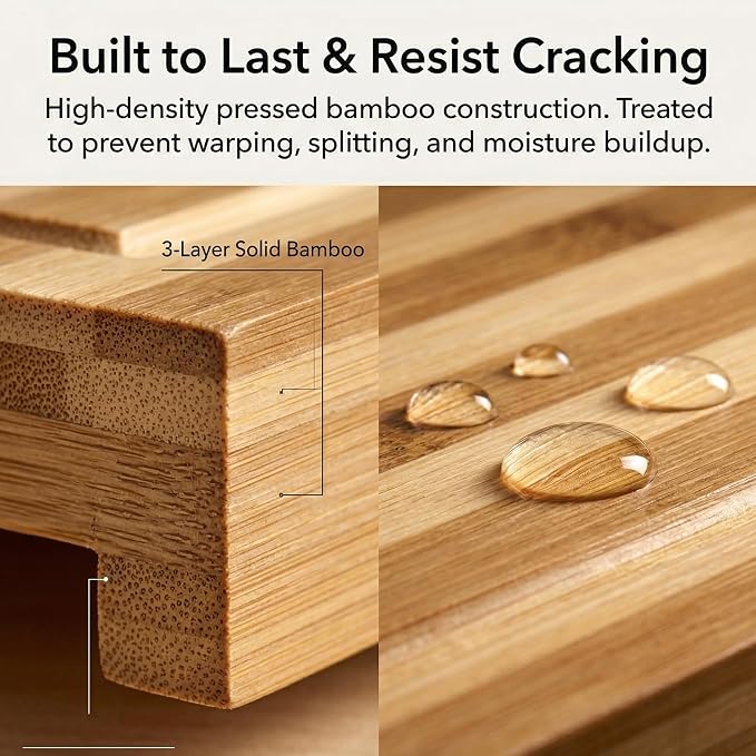Bamboo Stovetop Cover & Countertop Cutting Board with Adjustable Legs, 29.5" x 21.2" Dual-Purpose Wood Chopping Block for Gas & Electric Burners, Extra Counter Space Saver for RV & Kitchen