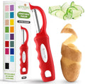 Spring Chef Swivel Vegetable Peeler for Kitchen with Soft Grip Handle, Red | Premium Potato Peeler w/ Ultra Sharp Stainless Steel Blades, Multifunctional Veggie Peeler for Apple, Carrot, Cucumber, Fruit