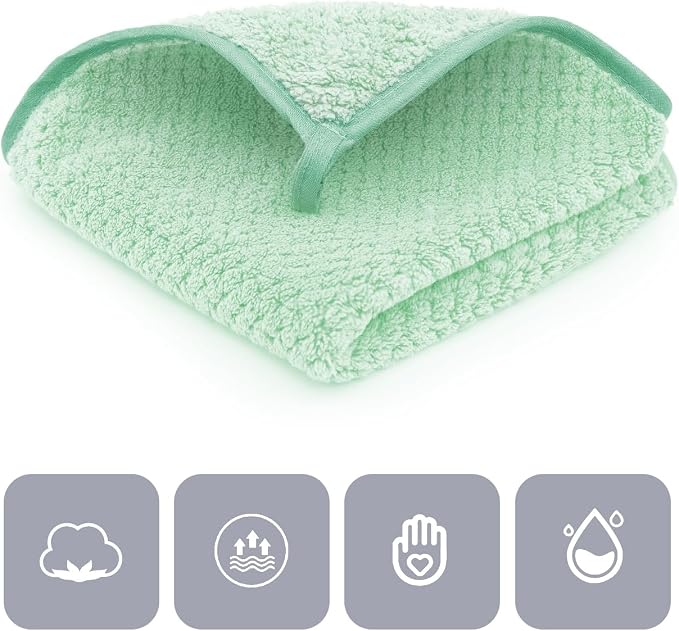 MaopaoBeauty 6 Pack Washcloth Set, Waffle Washcloth Towels Set, Microfiber Super Soft Highly Absorbent, Sturdy Quick Drying Towels for Bathroom, Gym, Sports, Yoga, Green