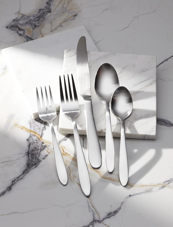 Oneida Mooncrest Satin 20-Piece 18/0 Silverware Set for 4, Flatware | satin finish, dishwasher safe | includes knives, forks, and spoons | heavy duty, cutlery set for kitchen and dining, utensils