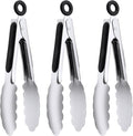 7-Inch Stainless Steel Kitchen Tongs Set, for Cooking Serving (7", 3PCS) | Ice Bucket Tongs | For Salad/Buffet | Heat-Resistant | Dishwasher Safe