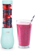 Dash Mighty Mini Blender - Small Personal Blender for Smoothies, Protein Shakes & Frozen Fruit with Travel Lid-Stainless Steel Blades, BPA Free Tritan™ Cup - 10 Ounce - Aqua