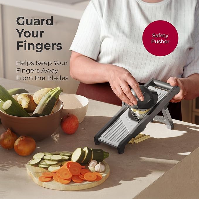 MuellerLiving Mandoline Slicer for Kitchen, Stainless Steel, Slice or Julienne, Vegetable Chopper, Fruit Slicer | Stainless Steel Slicer for Kitchen | Julienne | Vegetable Chopper | Fruit Slicer