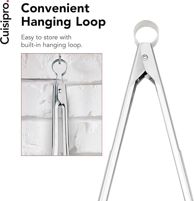 Cuisipro Stainless Steel Wide Grill/Fry Tongs, 12-Inch