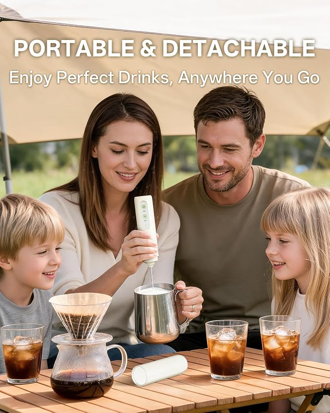 CIRCLE JOY Rechargeable 2-Speed Milk Frother with Dual Spring Whisk, Electric Coffee Frother Handheld, Portable Mixer Wand for Protein Powder Matcha Lattes Cappuccino, Home Kitchen Gifts