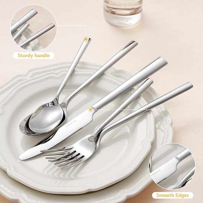 Silverware Set, 30-Piece Forged Flatware Set Cutlery Set Premium Stainless Steel, Service for 6, for Kitchen, Home, Wedding, Party, Mirror Polished and Dishwasher Safe
