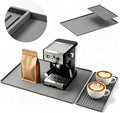 Silicone Coffee Mat 24 x 16 in with Tray, Minimal Light Gray | Coffee bar mat for countertop use, coffee station mat or coffee machine mat with removable tray and 0.47 in raised rim.