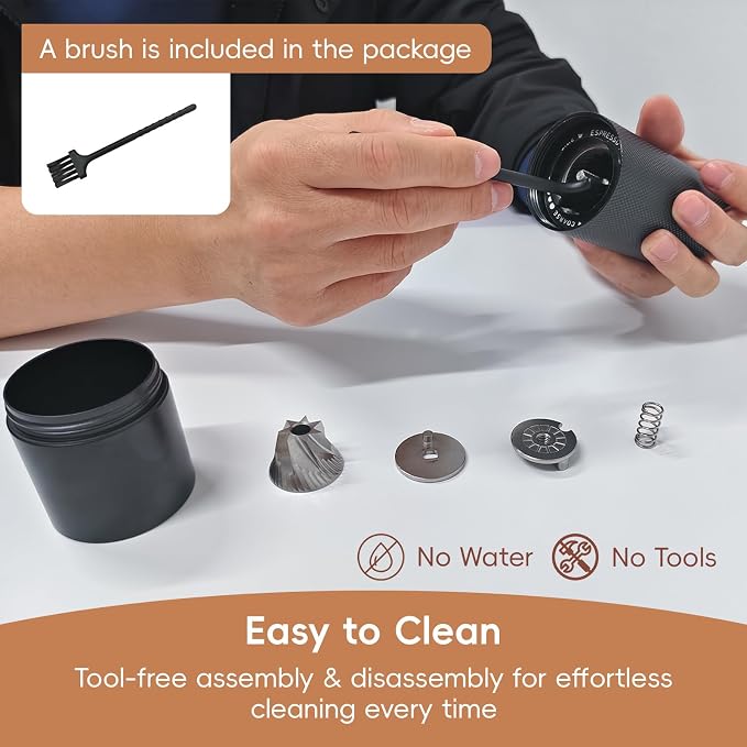 Portable Manual Coffee Grinder 25g Capacity Hand Crank Coffee Grinder Mill | CNC Stainless Steel Conical Burr,Internal Adjustment,for Espresso Pour Over French Press Moka for Office Home Travel Camping
