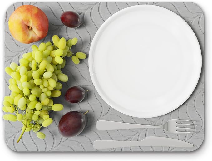 Deepstone Diatomite Stone Dish Drying Mat – Fast-Drying Natural Diatomaceous Earth Kitchen Countertop Drying Board – Super Absorbent & Non-Slip, 16 x 12 in (Gray)