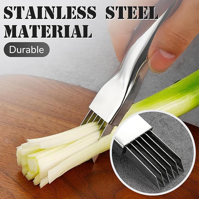 Shred Silk The Knife, 2026 Upgrade Green Onion Cutter Stainless Steel Chopped Kitchen Slicing Tool Cutter for Vegetables Onion Garlic, Multifunctional Kitchen Food Vegetable Cutters (3Pack)