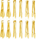 12 Pack Gold Premium Small Serving Tongs, Dmoera Mini Stainless Steel Appetizer Tongs, 5 Inch(12.7cm)