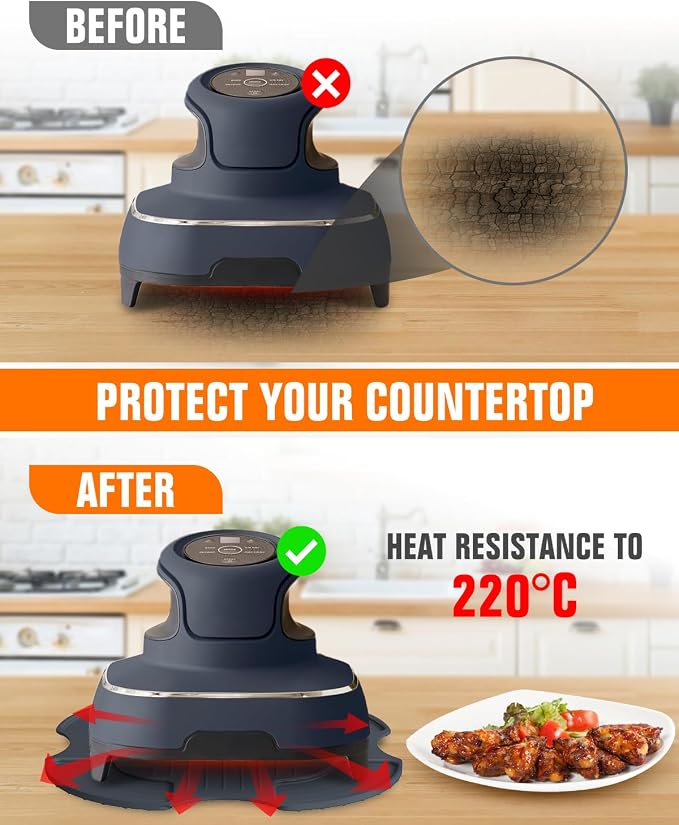 2 PCS Silicone Trivet & Splatter Shield for Ninja Crispi,Dark Blue&Black | Heat Resistant & Non-Slip Silicone,Blocks Oil Splashes,Guards Countertops,Reusable, Easy To Clean,Dishwasher Safe