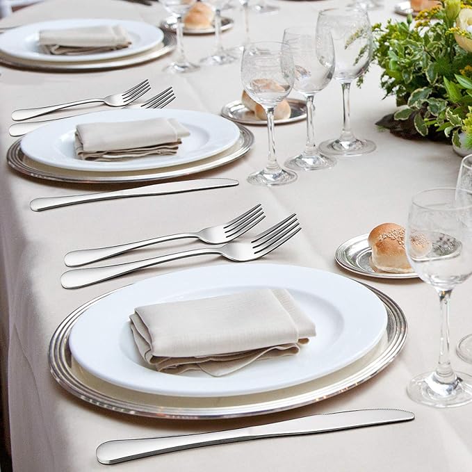 Silverware Set, 40-Piece Flatware Set, E-far Stainless Steel Eating Utensils Service for 8, Dinner Knives/Forks/Spoons, Simple & Classic Design, Mirror Polished & Dishwasher Safe