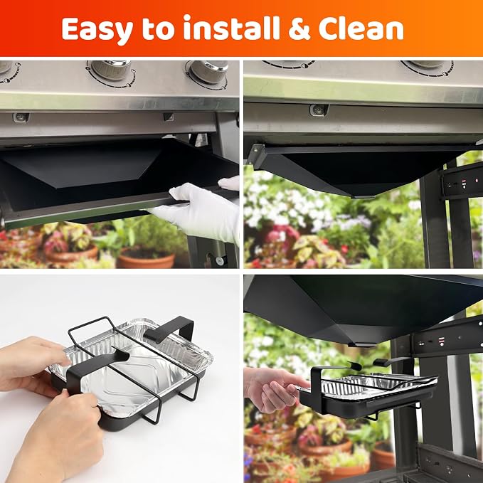 Uniflasy 99250 Grease Tray with 7515 Catch Pan for Weber Spirit 300 | Fits Spirit E310/E320/SP320 (2007-2012) and Genesis Silver/Gold B/C, Genesis 1000/2000/3000; includes 10 aluminum foil liners