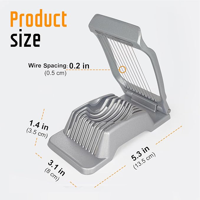 Multipurpose Heavy Duty Aluminium Egg Slicer, Stainless Steel Wire, Sliver | Dishwasher Safe, Rust Resistant, Egg Cutter for Hard Boiled Eggs, Soft Food and Soft Fruit, Salads, Butter, Cheese, Spam