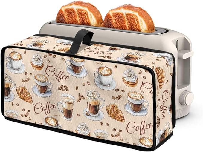 ZDCUSTOM Turkey Print Toaster Cover 2 Slice Coffee Themed Toaster Covers 2 Slice Wide Slot Slim Bread Maker Dust Protector Machine Washable Small Appliance Covers for Kitchen