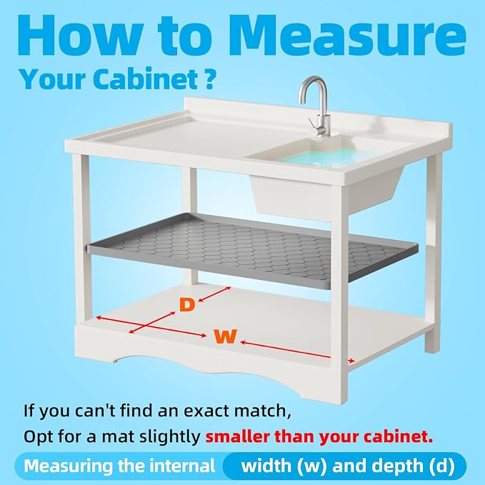Winisok Waterproof Under Sink Mat 40" x 19", Silicone Mat, Beige | Raised Edge Traps Spills & Leaks, Shelf Liner, Cabinet Protector, for Kitchen, Bathroom, Boots, Pets, Home Essentials