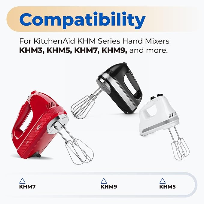 Hand Mixer Beaters Attachments for KitchenAid, KHM2B, Stainless Steel | WPW10490648 W10490648 Replacement Beaters for Kitchen Aid KHM Handheld Mixer, Easy Installation, Dishwasher Safe, Mix Easily